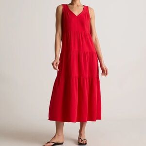 Quince 100% Organic Cotton Gauze Tiered Maxi Dress